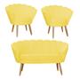 Imagem de Kit Pétala Namoradeira e 2 Poltronas Decorativa Pés Palito Suede Amarelo - LM DECOR