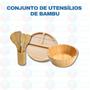Imagem de Kit Petisqueira Com Divisoria Bambu Jogo Talheres Com Saladeira