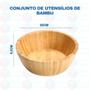 Imagem de Kit Petisqueira Com Divisoria Bambu Jogo Talheres Com Saladeira
