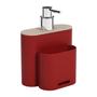 Imagem de Kit Pia Flat 3 Peças Vermelho e Cinza Escorredor, Dispenser e Lixeira Brinox - 99347/2332