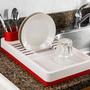 Imagem de Kit Pia Flat 3 Peças Vermelho e Cinza Escorredor, Dispenser e Lixeira Brinox - 99347/2332