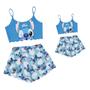 Imagem de Kit Pijama Mãe E Filha Stitch Curto Adulto Short Baby Doll