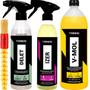 Imagem de Kit Pincel Detalhamento Delet Limpador Plastico Borracha Shampoo Automotivo V-Mol 1,5L Izer Descontaminante Ferroso Vonixx
