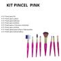 Imagem de Kit Pincel Para Maquiagem Meily'S Pink C/8 Mkp-146