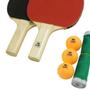 Imagem de Kit Ping-pong 2 Raquetes + Suporte + Rede + 3 Bolinhas Bel