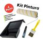 Imagem de Kit Pintura 4 peças Rolo 23cm AntiRespingo Garfo Bandeija Pincel Trincha