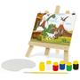 Imagem de Kit Pintura Infantil Quadro Dinossauro C/ Cavalete 6 Tintas Pincel 4 Desenhos