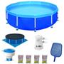 Imagem de Kit Piscina 4500 Lt + Forro + Capa + Filtro 2200 L/H 110v + Cloro + Peneira + Flutuador  Mor