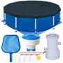 Imagem de Kit Piscina 4500 Lt + Forro + Capa + Filtro 2200 L/H 110v Mor + Cloro + Peneira + Flutuador