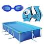 Imagem de Kit Piscina 6200 L+ Oculos Natacao Infantil Azul+ Touca Peixinho