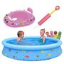 Imagem de Kit Piscina Infantil 1000 L + Bote Fralda Rosa + Lanca Agua de Bichinhos