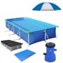 Imagem de Kit Piscina Mor 6200l Estrutural + Bomba Filtrante 2006/H 220v + Capa e Forro + Guarda Sol 1,50m