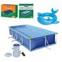 Imagem de Kit Piscina Premium 5000 Litros Capa Forro Filtro Boia Inflável Infantil Animais - 110V Mor