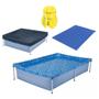 Imagem de Kit Piscina Retangular 1000 Litros + Capa + Forro + Colete Inflavel Infantil