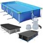 Kit Piscina Retangular 6200 L com Capa, Forro e Filtro 220v 3600 L/H Imagem de Kit Piscina Retangular 6200 L com Capa, Forro e Filtro 220v 3600 L/H
