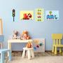 Imagem de Kit Placa Decorativa MDF Infantil Carros na Cidade 4un 30x40