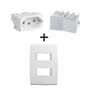 Imagem de kit placa p/2 + módulo interruptor simples + módulo tomada 20A