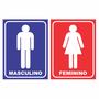 Imagem de Kit Placa Sinalização Banheiro Feminino Masculino Sanitário COR:FUNDO COLORIDO