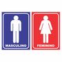 Imagem de Kit Placa Sinalização Banheiro Feminino Masculino Sanitário