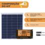 Imagem de Kit Placa Solar 80W Controlador Carga PWM 30A Painel Resun C/ MC4
