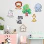Imagem de Kit Placas Decorativas Para Quarto Infantil Tema Animais Fofinhos da Floresta - 6 Peças
