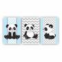 Imagem de Kit Placas Quadros 3 Pçs 20X30 Infantil Panda Azul