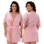 Imagem de Kit Plus Size Camisola Decote Sexy Microfibra  e Robe Renda  MAG826.851