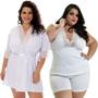 Imagem de Kit Plus Size Short Doll e Robe Renda Luxo Feminino Pijama  MAG827_851