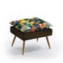 Imagem de Kit Poltrona Almofadada Beta e Puff Lunar F-015 N-027 Sued Estampado Colorido com Veludo Marrom Choc