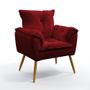 Imagem de Kit Poltrona Almofadada Decorativa Beta e Puff Lunar N-033 Veludo Vermelho Aradecor