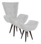 Imagem de Kit Poltrona Cadeira + Puff Maisa Decorativo Para Recepção Sala Estar Suede Branco - LM DECOR