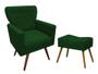 Imagem de Kit Poltrona Decorativa Aurora + 1 Puff Retangular Suede Verde Pés Madeira Mz Decor