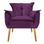 Imagem de Kit Poltrona Decorativa e Puff Opala Palito Mel Sala de Estar Suede Roxo