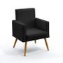 Kit Poltrona Decorativa Nina Com Rodapé e Puff Solar Couro Artificial Preto Aradecor Imagem de Kit Poltrona Decorativa Nina Com Rodapé e Puff Solar Couro Artificial Preto Aradecor