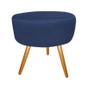 Imagem de Kit Poltrona Decorativa Nina + Puff Redondo Suede Azul Marinho Pés Madeira Mz Decor