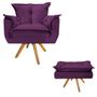 Imagem de kit Poltrona e Puff Apolo Base Giratória de Madeira Suede Roxo - DAMAFFÊ MÓVEIS