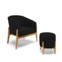 Imagem de Kit Poltrona E Puff Base Madeira Castanho Cor A79 Preto