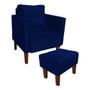 Imagem de Kit Poltrona e Puff Decorativo Lívia Para Sala e Recepção Suede Azul Marinho - D'Rossi
