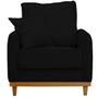 Imagem de Kit Poltrona e Sofa Sena 2 Lugar Base de Madeira para Sala Hotel Linho Preto