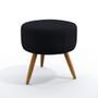 Imagem de Kit Poltrona Estofada Decorativa Opala e Puff Solar com Pés Palito N-024 Veludo Preto Aradecor