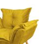 Imagem de Kit Poltrona Fatte com Estante Livreiro Ferro Dourado MDF Castanho Suede Amarelo - Ahazzo Móveis