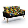 Imagem de Kit Poltrona Namoradeira e 2 Poltronas Beta com Puff Solar Suede Estampado Colorido com Preto Aradec