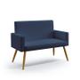 Imagem de Kit Poltrona Namoradeira e 2 Poltronas Decorativas Vega com Puff Quasar Suede Azul Marinho Aradecor