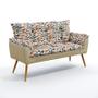Imagem de Kit Poltrona Namoradeira e 2 Poltronas Opala com Puff Lunar Suede Estampado Laranja com Bege Aradecor