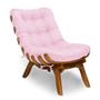 Imagem de Kit Poltrona + Puff Costela Decoração Descanso Suede Rosa Bebê