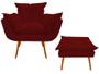 Imagem de Kit Poltrona + Puff Decorativo Opala Suede Marsala Pés Madeira Ms Decor