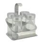 Imagem de Kit Porta Condimentos Aço Inox com Suporte 4 Peças