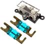 Imagem de Kit Porta Fusível Caixa Acrílico Midi Universal Pequeno e Fusíveis Mini Faca Solar Ouro Modelo Anl Tecnoise Distribuidor