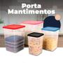 Imagem de Kit Porta Mantimentos 4 Peças Jogo de Potes de Plástico Quadrado Com Graduação Conjunto de Potes Para Cozinha Tamanho Grande Para Arroz e Feijão Alves