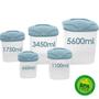 Imagem de Kit Porta Mantimentos Com 5 Peças 660/1100/1750/3450/5600ml - Jaguar Plasticos